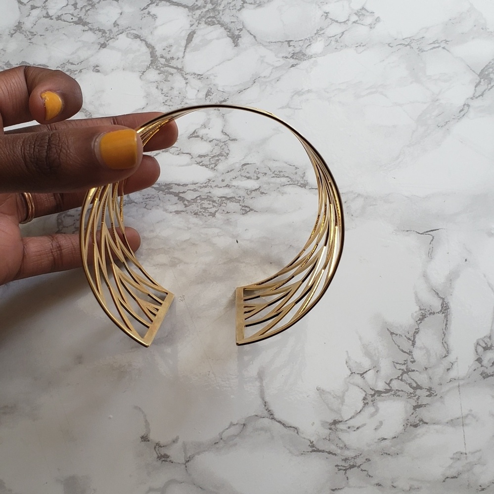 Gold Geometric Adjustable Arm Cuff - Picture 4 of 5